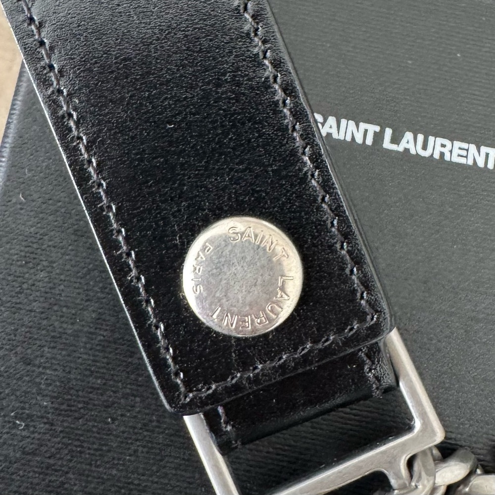 YSL Leather and Burnished Silver-Tone Key FOB - Full Inclusion - Picture 7 of 9
